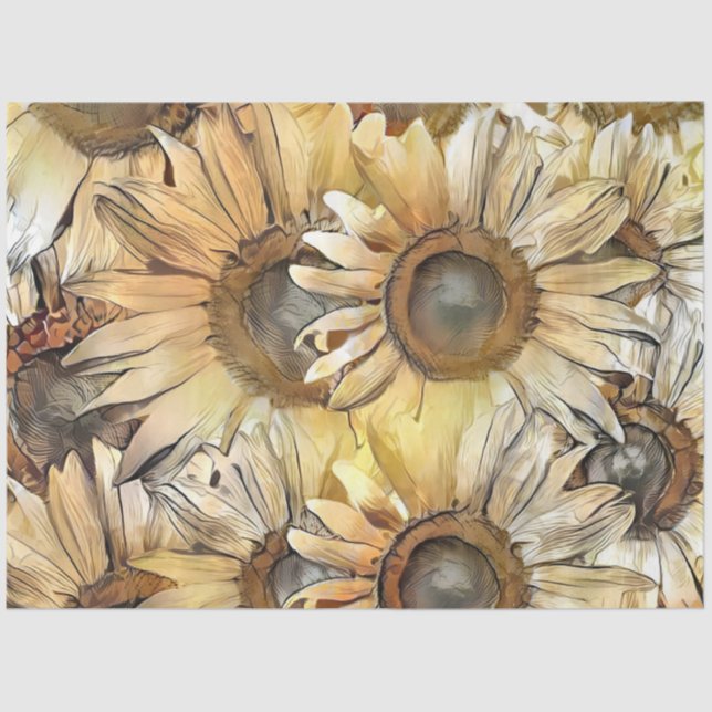 Papel De Seda Colección de girasoles amarillos (Anverso)