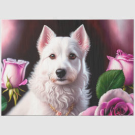 Papel De Seda Colección De Perros Blancos Y rosas