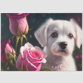 Papel De Seda Colección De Perros Pequeños Y Rosas