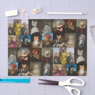 Papel De Seda Colección de retratos de gatos caprichosos Decoupa