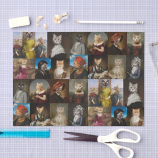 Papel De Seda Colección de retratos de gatos caprichosos Decoupa