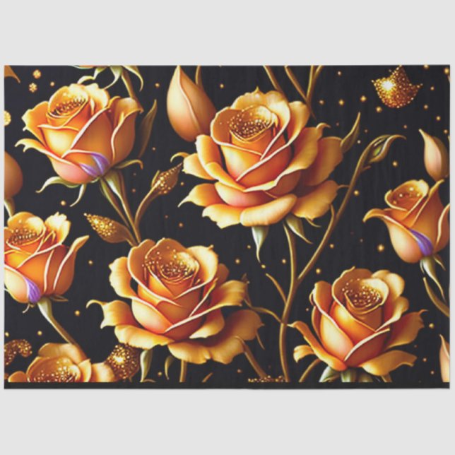 Papel De Seda Colección de Rosas Big Gold de lujo de moda (Anverso)
