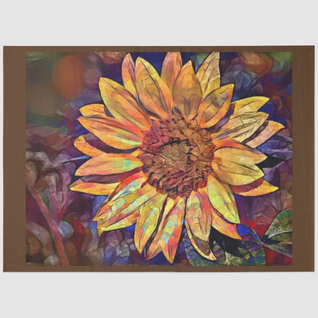 Papel De Seda Colección elegante de girasoles dorados (Anverso)