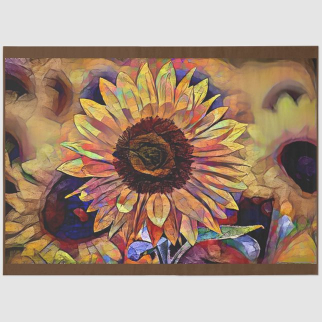 Papel De Seda Colección elegante de girasoles dorados (Anverso)
