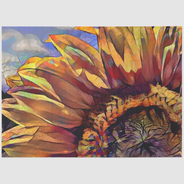Papel De Seda Colección elegante de girasoles grandes dorados (Anverso)