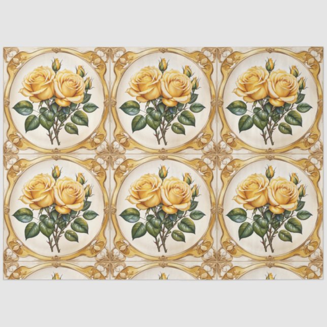 Papel De Seda Colección elegante y moderna de rosa amarillo (Anverso)