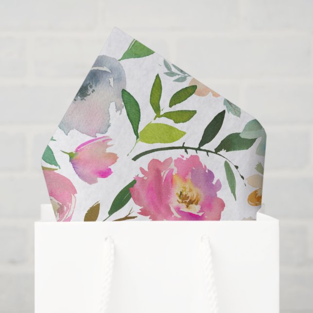 Papel De Seda Colección floral de primavera rosa del día de la m (Bolsa de regalo)