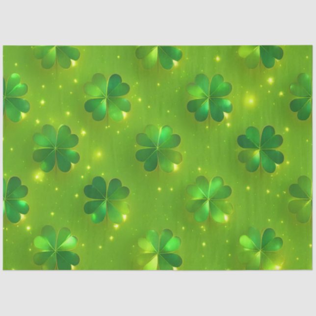 Papel De Seda Colección Green Modern St Patrick's Day Clover (Anverso)