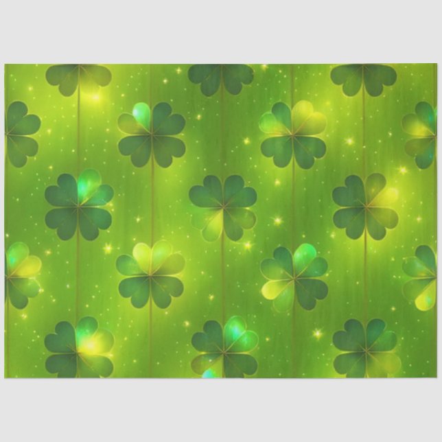 Papel De Seda Colección Green Trendy St Patrick's Day Clover (Anverso)
