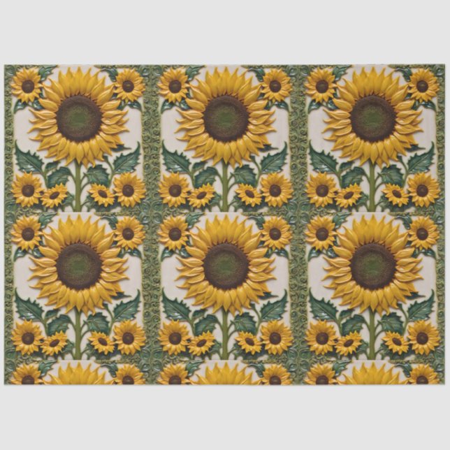 Papel De Seda Colección hermosa de populares girasoles (Anverso)