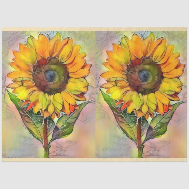 Papel De Seda Colección moderna de 2 Big Sunflowers (Anverso)