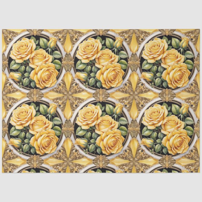 Papel De Seda Colección moderna de rosas amarillas (Anverso)