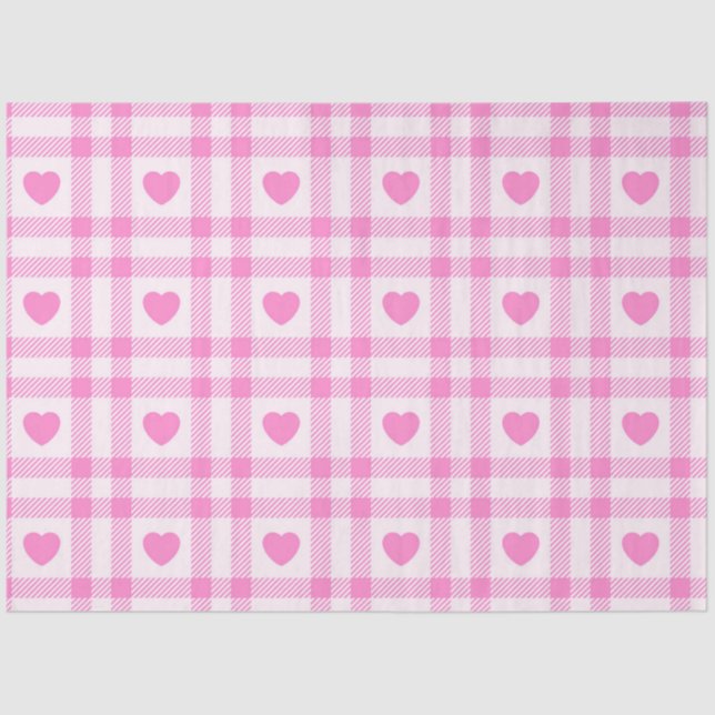 Papel De Seda Colección moderna del corazón rosado (Anverso)