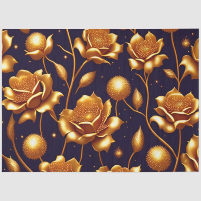 Papel De Seda Colección moderna Rosa Boho Gold de lujo (Anverso)