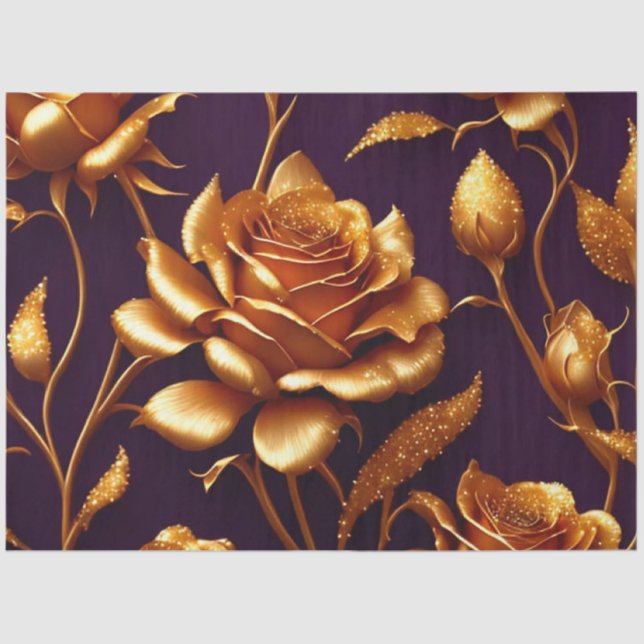 Papel De Seda Colección moderna Rosa de oro grande de lujo (Anverso)