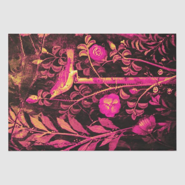 Papel De Seda COLECCIÓN POMPEII NOCHE CON ROSAS rosados (Anverso)