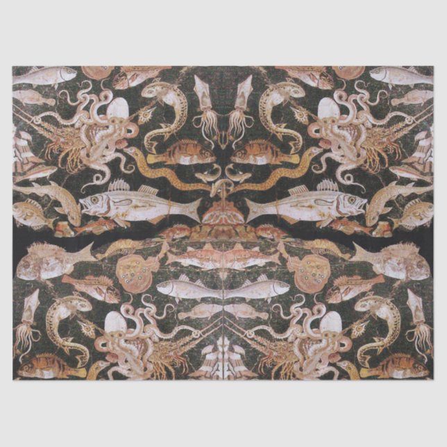 PAPEL DE SEDA COLECCIÓN POMPEII / OCÉANO - ESCENA DE VIDA EN EL  (Anverso)