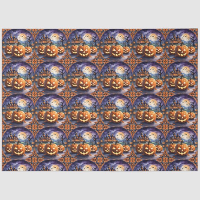 Papel De Seda Colección popular de calabazas de Halloween de oto (Anverso)