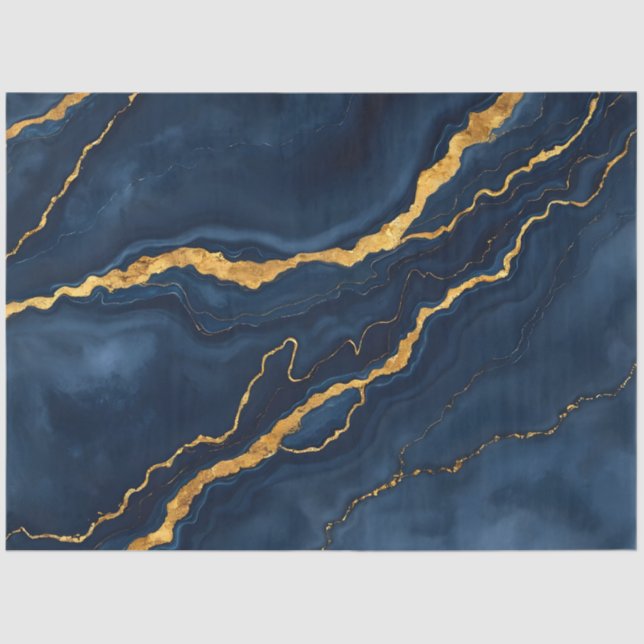 Papel De Seda Colección popular de mármol azul de oro de la mari (Anverso)