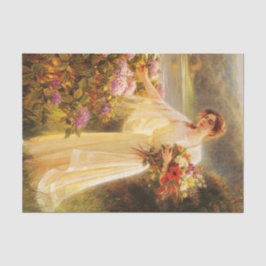 Papel De Seda coleccionando flores, hermosa dama de Albert Lynch