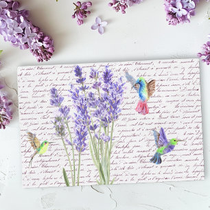 Papel De Seda Colibrí Acuarela Decoupage Lavanda  