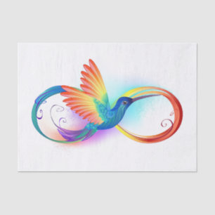 Papel De Seda Colibrí arcoiris con símbolo Infinity