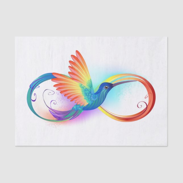 Papel De Seda Colibrí arcoiris con símbolo Infinity (Anverso)