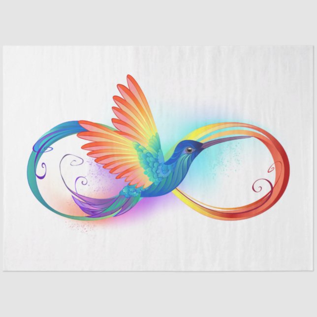 Papel De Seda Colibrí arcoiris con símbolo Infinity (Anverso)