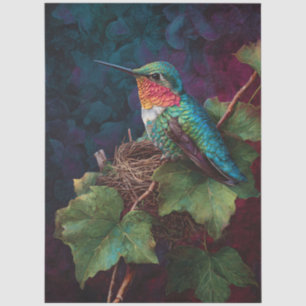 Papel De Seda Colibrí de Garganta Rubí Decoupage