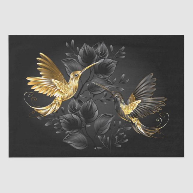 Papel De Seda Colibrí negro y dorado (Anverso)