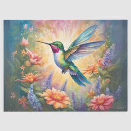 Papel De Seda Colibrí solitario en el jardín de flores