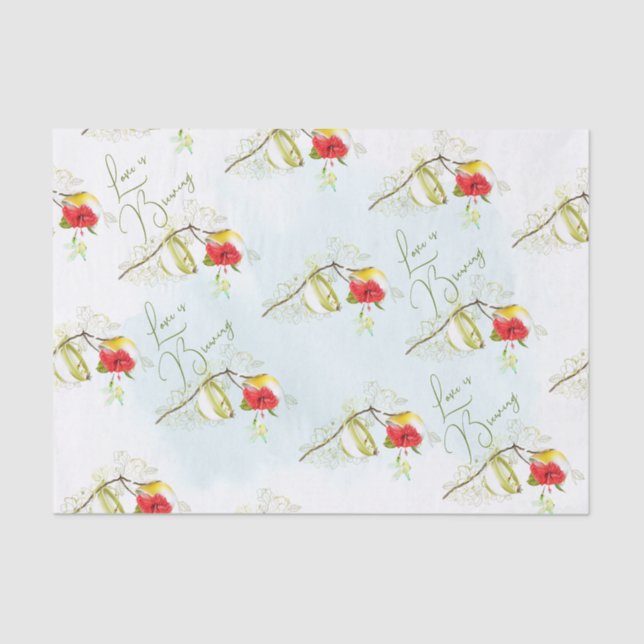 Papel De Seda Colibrí Taza de Té Floral (Anverso)