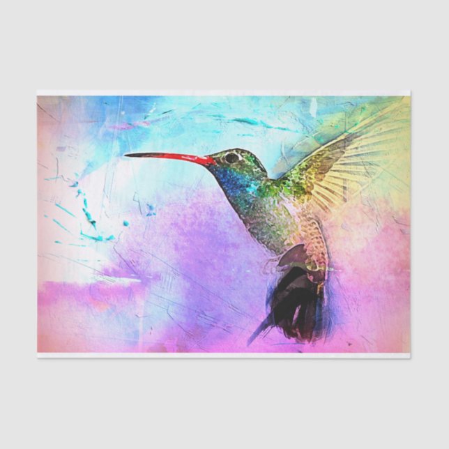Papel De Seda Colibrí y acuarela (Anverso)
