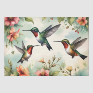 Papel De Seda Colibríes Floral 