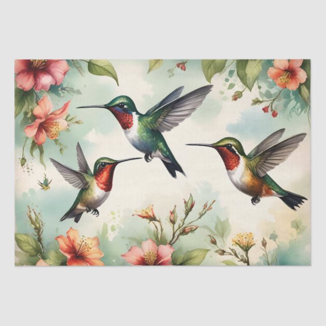Papel De Seda Colibríes Floral  (Anverso)