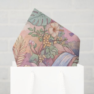Papel De Seda Colibríes Hibisco Cascada Alegre