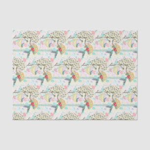 Papel De Seda Colibríes Tazas de Té Jardín Floral de Primavera