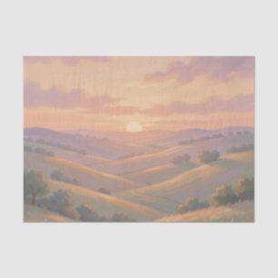 Papel De Seda Colinas onduladas de puesta de sol dorada Paisaje 