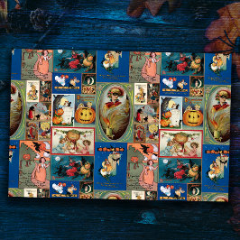 Papel De Seda Collage colorido de tarjetas Vintage Halloween