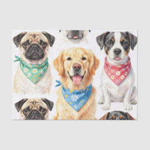Papel De Seda Collage de acuarela de retratos de cachorros lindo