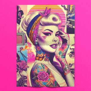 Papel De Seda Collage de anclaje de tatuaje retroondulado