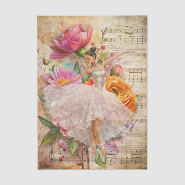 Papel De Seda Collage de Arte Abstracto Bailarina de Ballet Deco (Anverso)
