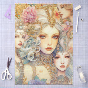 Papel De Seda Collage de arte abstracto de sirenas decoupage