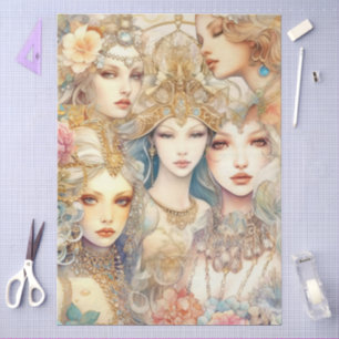 Papel De Seda Collage de arte abstracto de sirenas decoupage