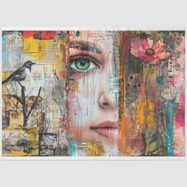 Papel De Seda Collage de Arte Abstracto Vintage Decoupage (Anverso)
