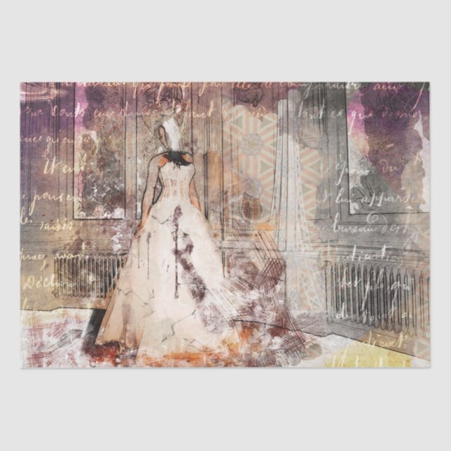 Papel De Seda Collage de Arte Mujer Romántica 38 Decoupage (Anverso)