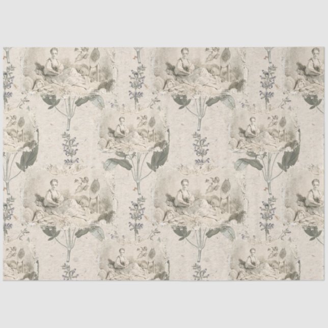 Papel De Seda Collage de artista victoriana (Anverso)