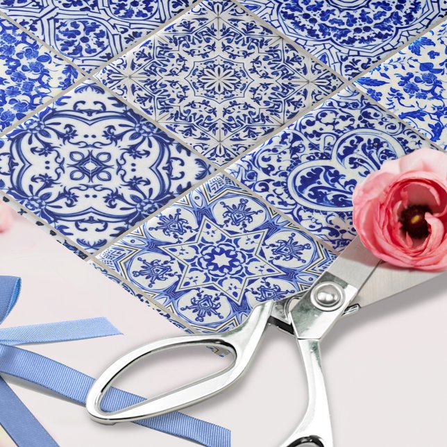 Papel De Seda Collage de baldosas de cocina azul y blanca (Subido por el creador)