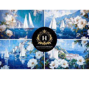 Papel De Seda Collage de Barcos de Vela Decoupage
