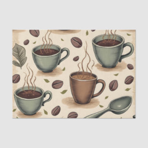 Papel De Seda Collage de Cafetería: Envoltura de café inspirada